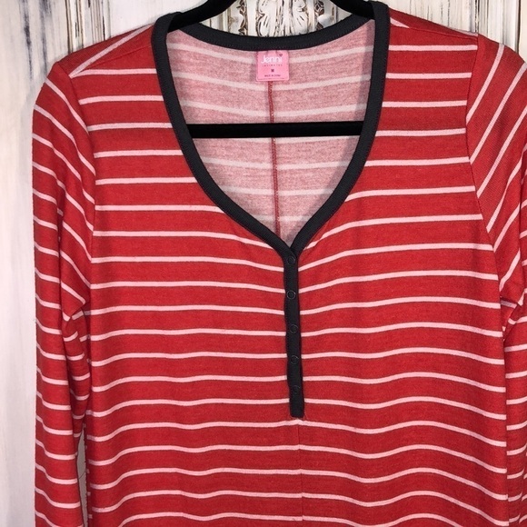 Jenni by Jennifer Moore Intimates Red and White Stripes Long Sleeve Long Johns - Picture 4 of 9